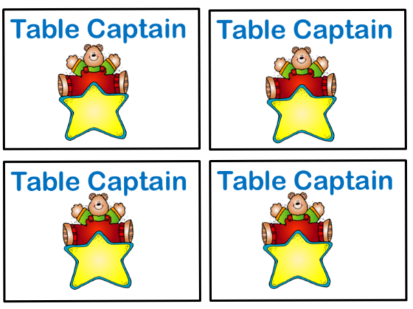Table Captains Freebie! - Lead in Literacy - Resources For Kindergarten ...