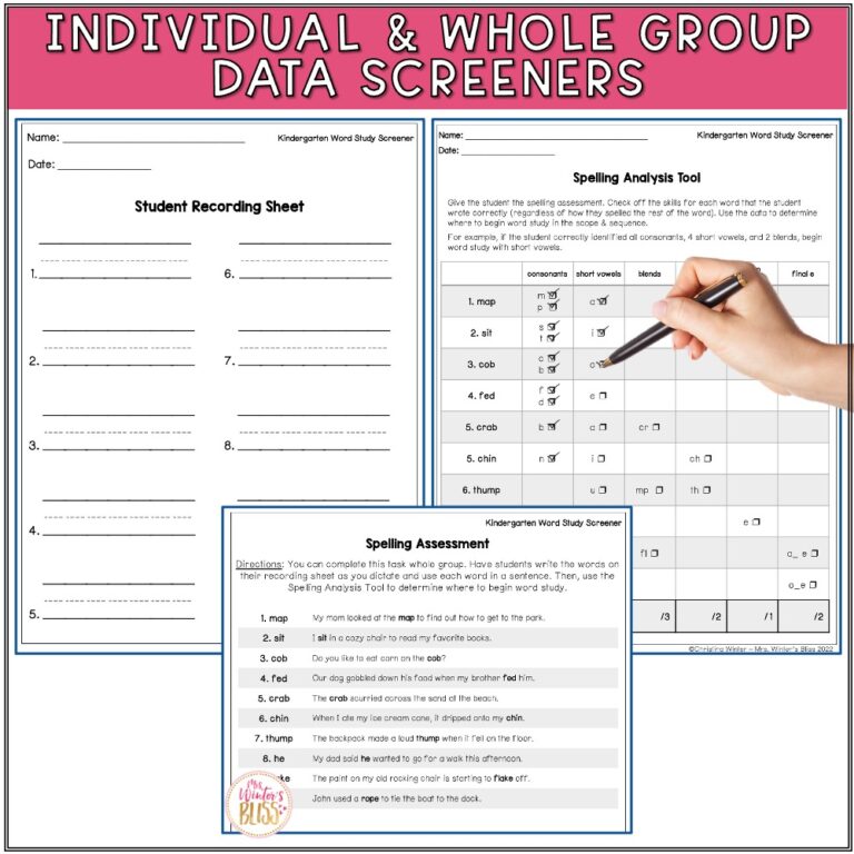 Kindergarten Word Study Printables & Assessments BUNDLE - editable ...