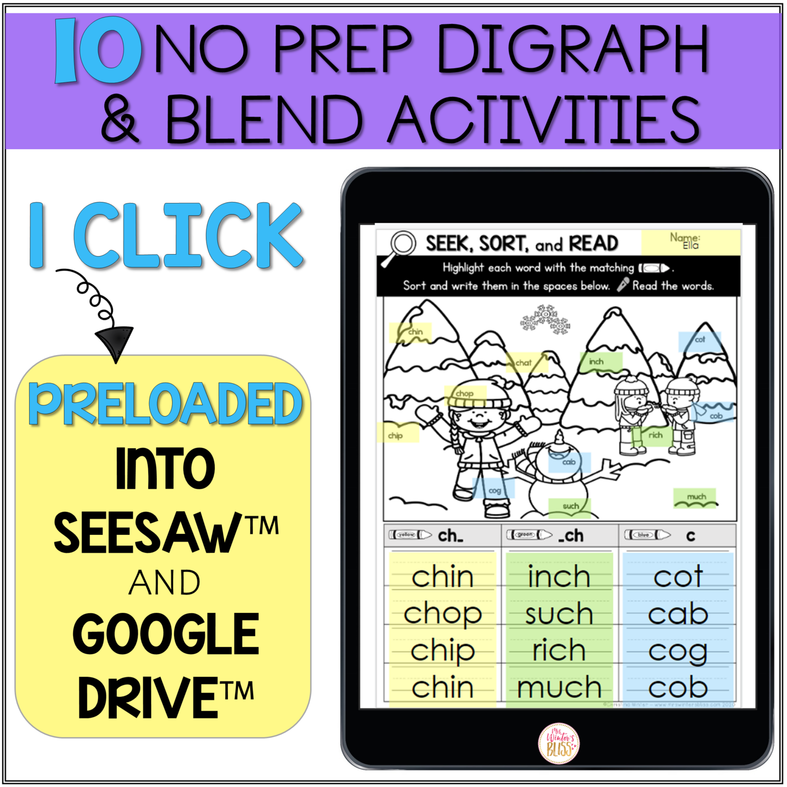 Blends & Digraphs - Printable and Digital PRELOADED Seesaw™ & Google ...