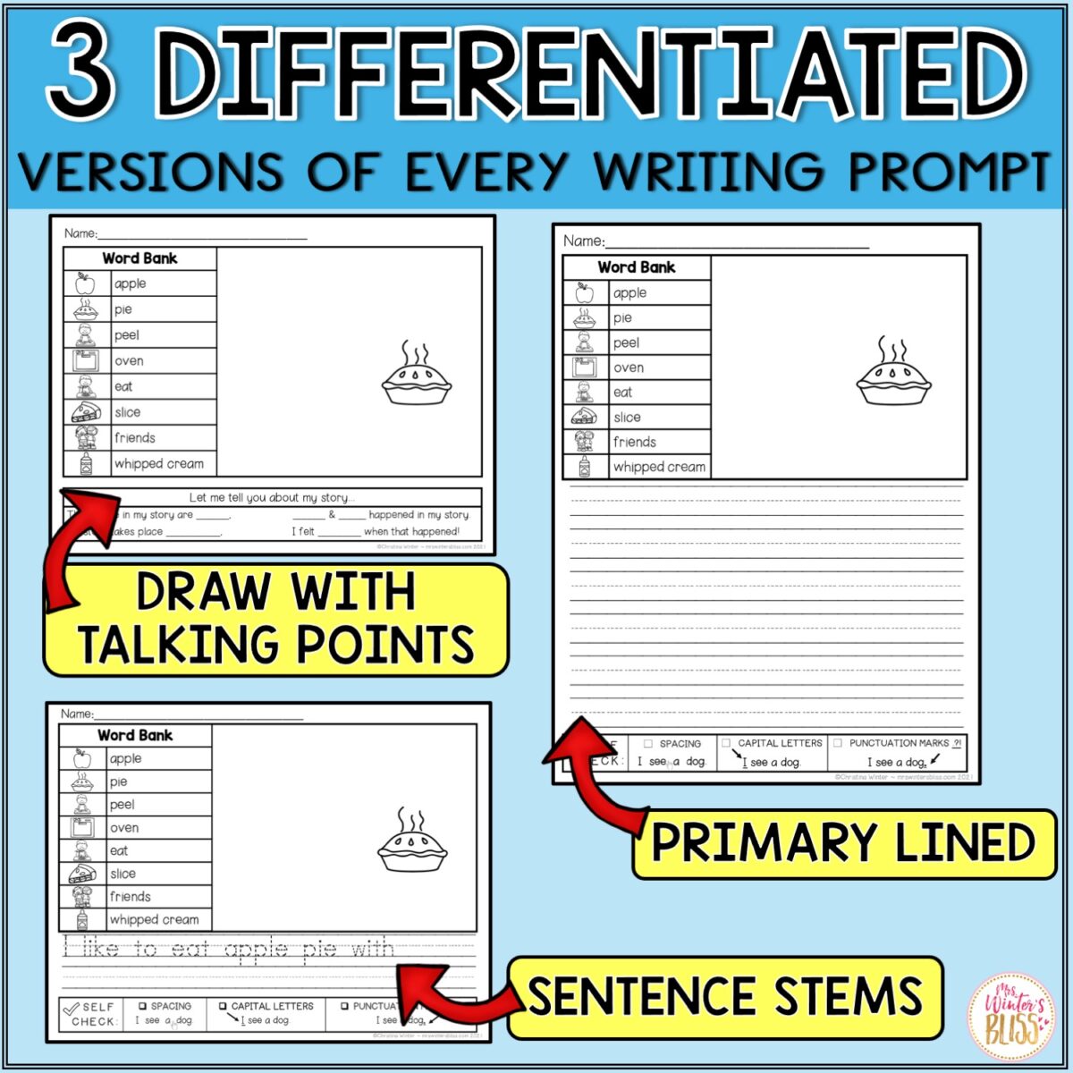 Picture Writing Prompts - DIFFERENTIATED - Mrs. Winter's Bliss