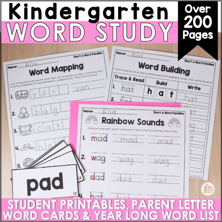 Kindergarten Word Study Printables, Word Cards & MORE - editable ...