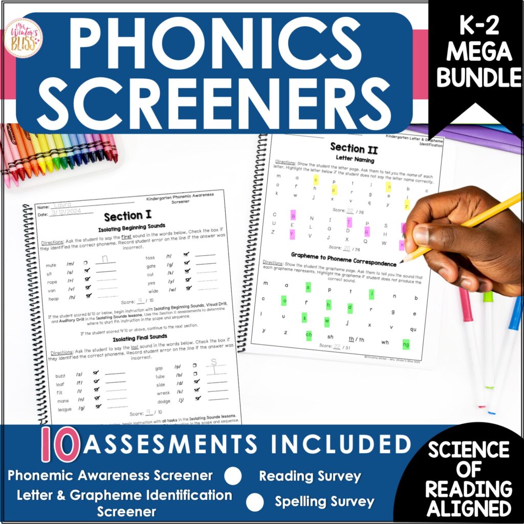 These quick phonics screeners will help you identify your students needs' specific needs and help guide your instruction. 