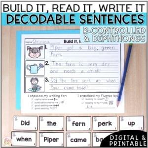 Decodable Sentence Building Activities - R Controlled Diphthong - Print & Digital