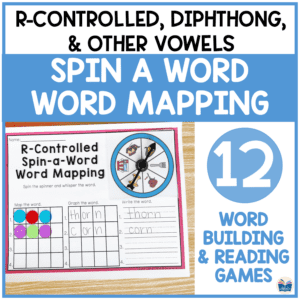 Spin A Word Phonics Center - R Controlled Vowels & Diphthongs