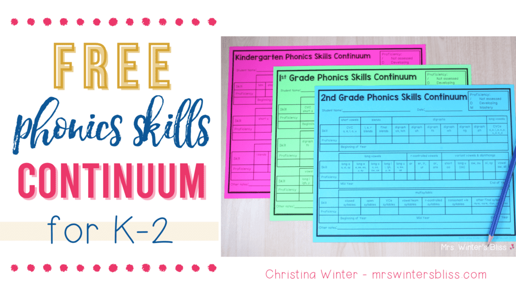 FREE Phonics Skills Continuum for K-2